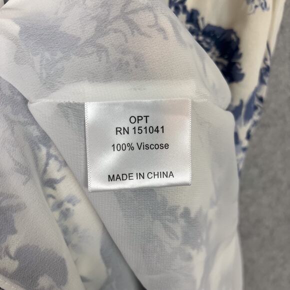 O.P.T White Blue Toile de Jouy Floral Midi Dress Size 8 - Picture 10 of 10